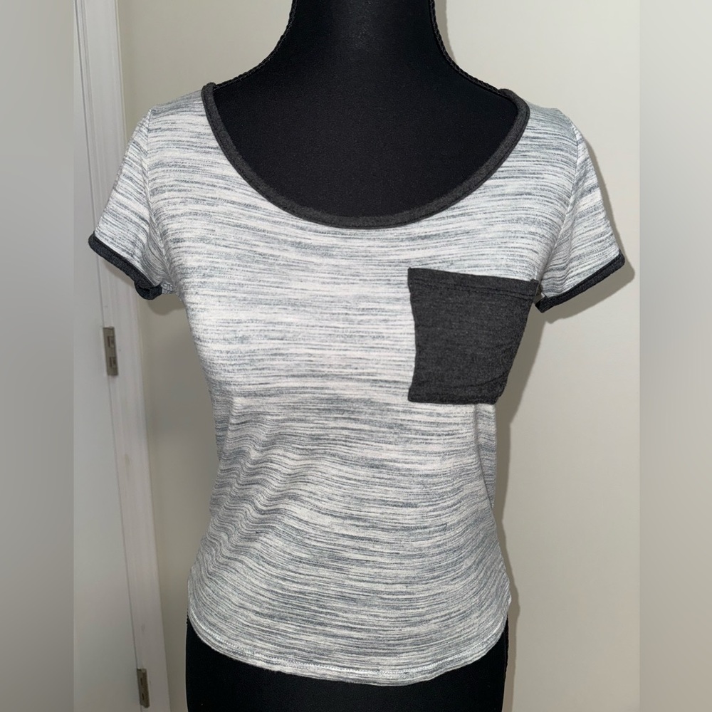 Gray and Black Women's Top